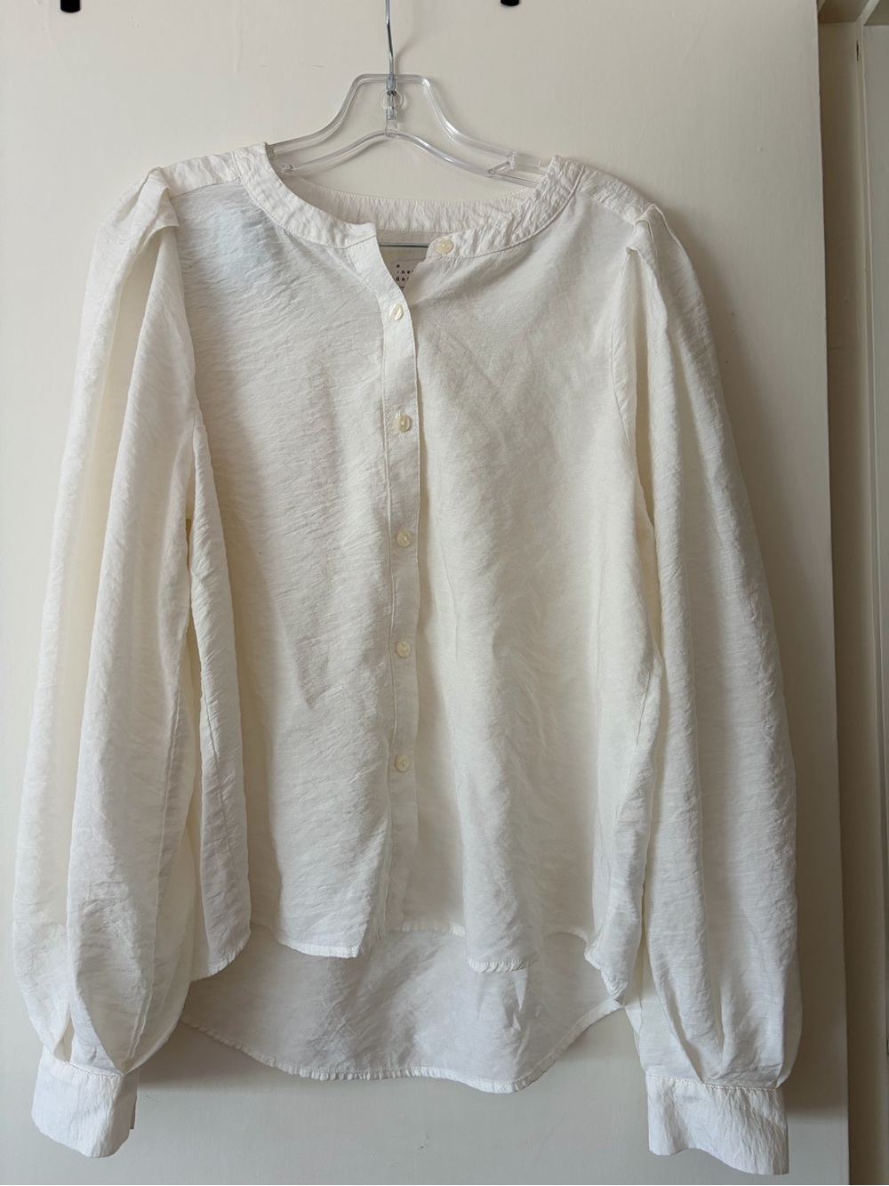New Day M White Button Up Long Sleeve Blouse